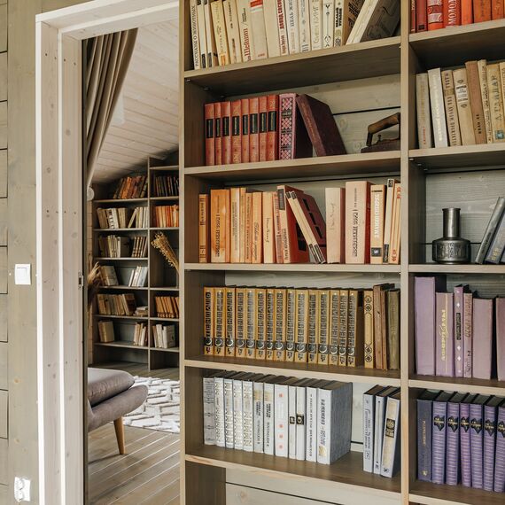 Книжные полки С2, Размеры стеллажей : 240х1350х2065(h)мм, Цвет: Коричневый, изображение 9