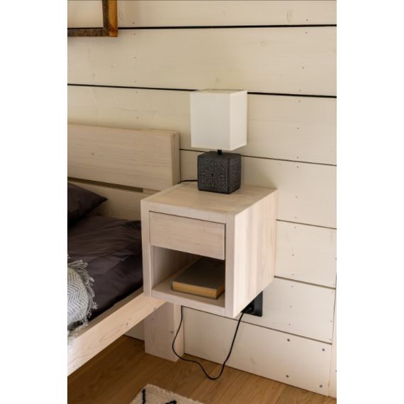 Полка прикроватная с выдвижным ящиком, Материал: Сосна, Цвет: Белый, изображение 3
